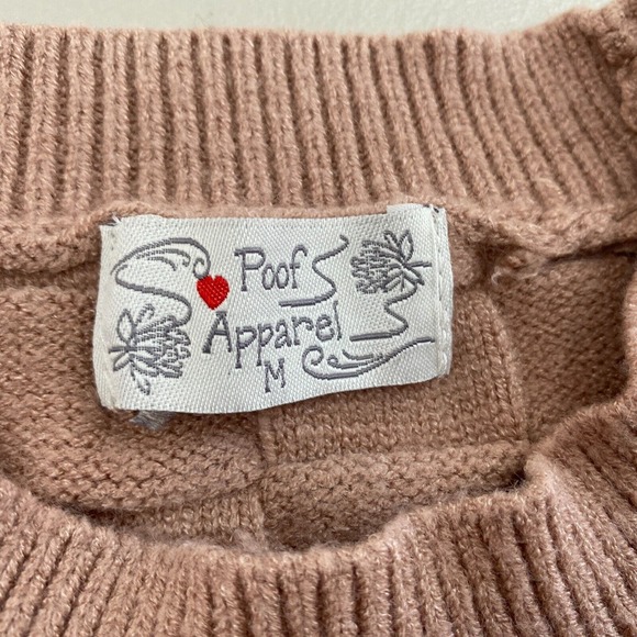 Poof Apparel Sweater Womens Medium Blush Dusty Pink Cropped Soft Girl Checkered - Picture 7 of 10